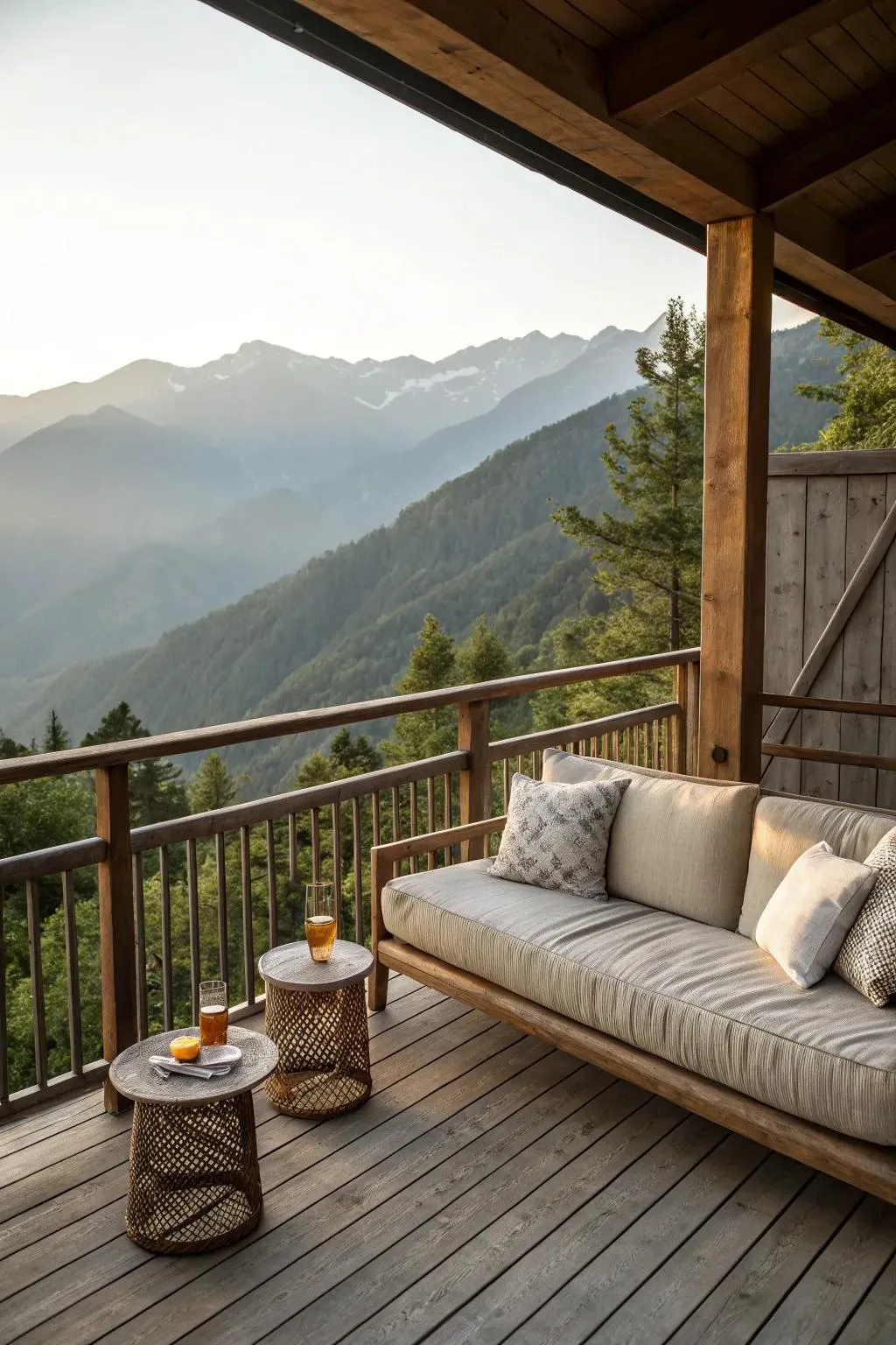 A deck setup designed to enjoy breathtaking views.