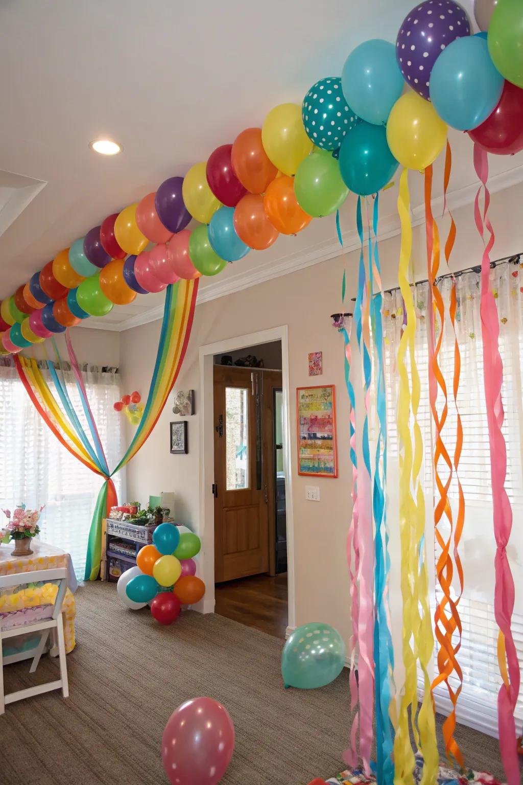Balloons and streamers—a perfect party duo.