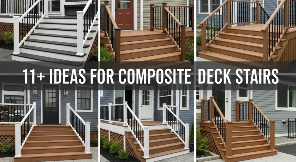 11+ Creative Ideas for Composite Deck Stairs with Railings
