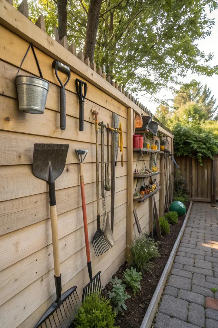 Make use of vertical space in your garden with stylish wall storage.