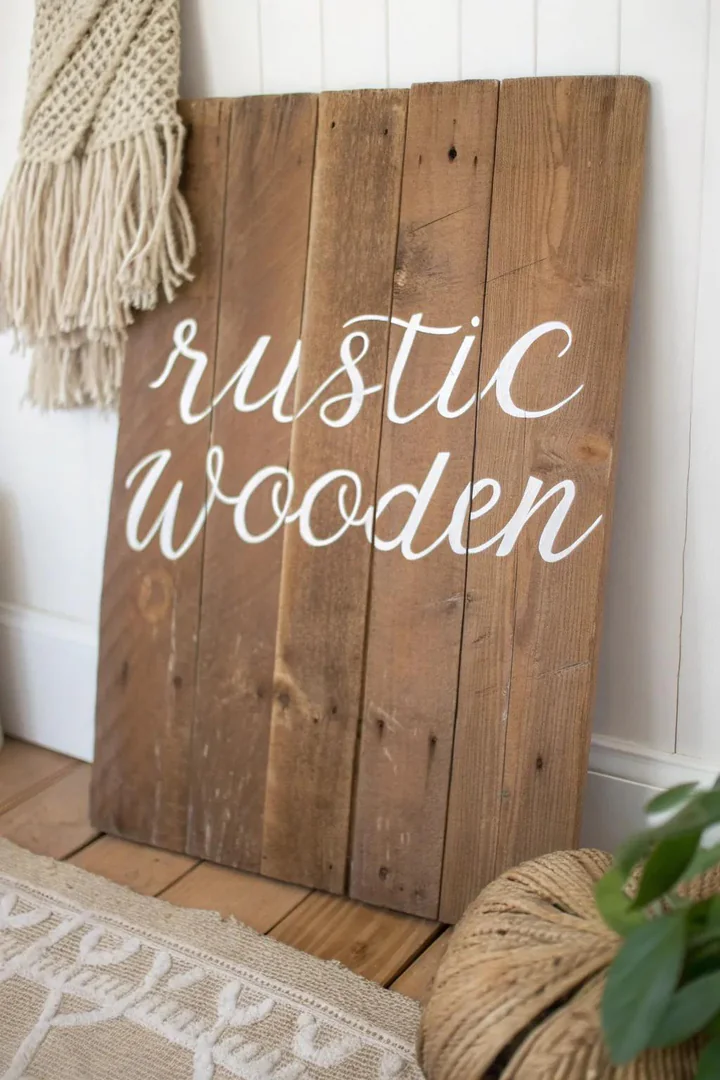 Embrace the charm of simplicity with a rustic wooden sign that tells your story.