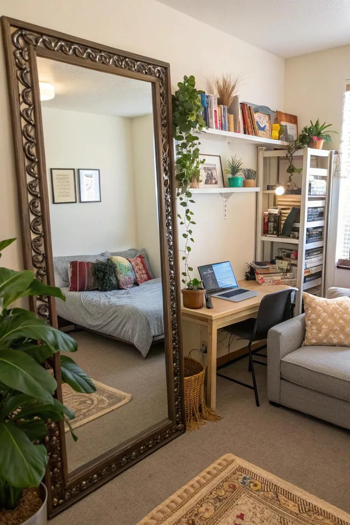 Mirrors create the illusion of more space and light.