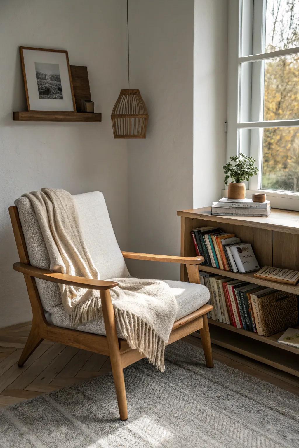 Find your perfect escape in this cozy reading nook, where simplicity meets natural elegance. 📚✨
