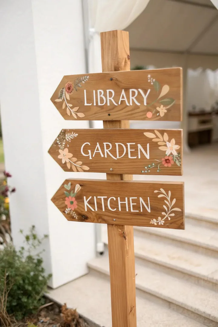 Add a whimsical journey to your home with handcrafted directional signs.