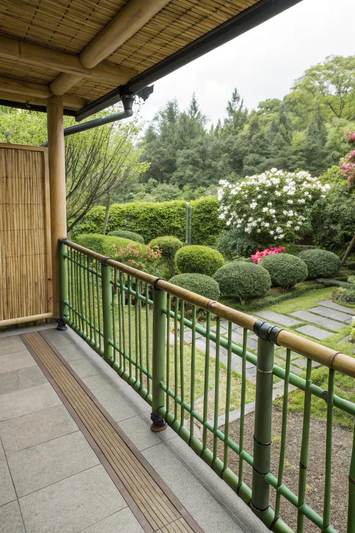 Bamboo railings offer a natural touch with privacy.