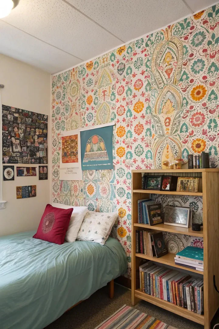 Temporary wallpaper adds a bold statement without permanence.