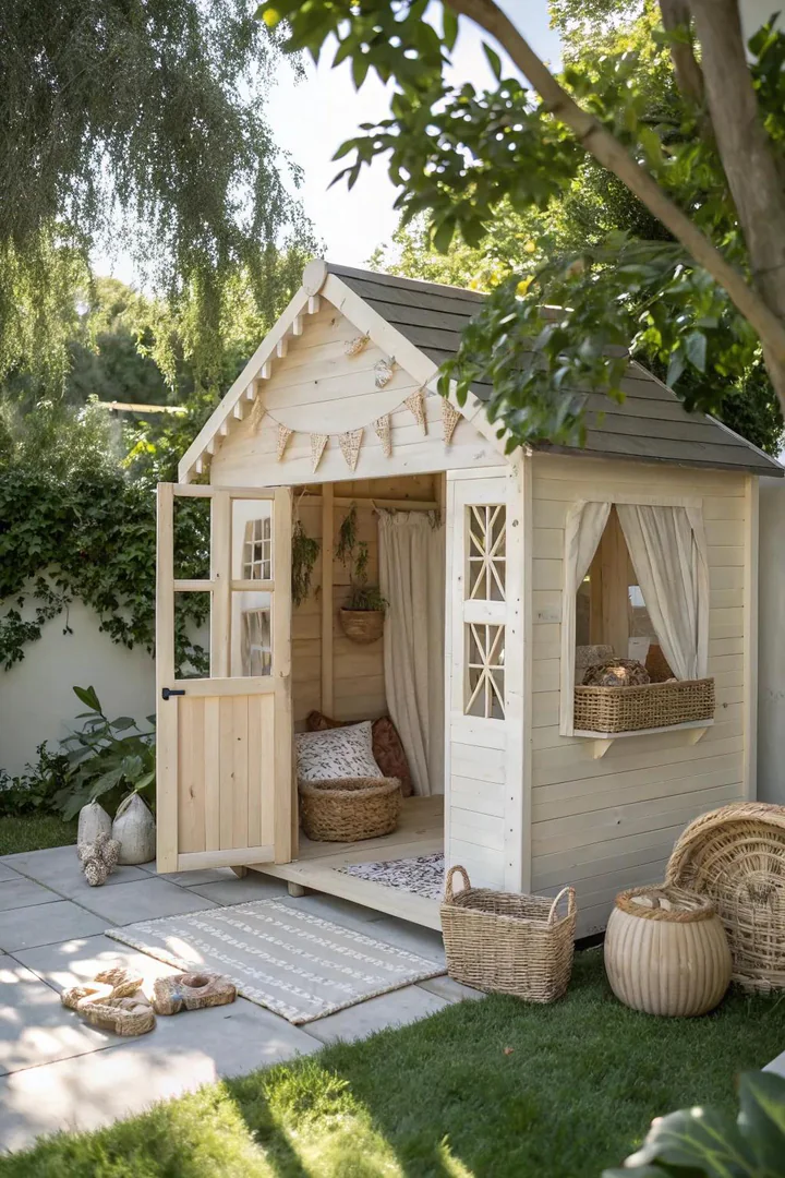 Discover serenity in simplicity with this eco-friendly playhouse masterpiece, blending Scandinavian minimalism with Boho charm.