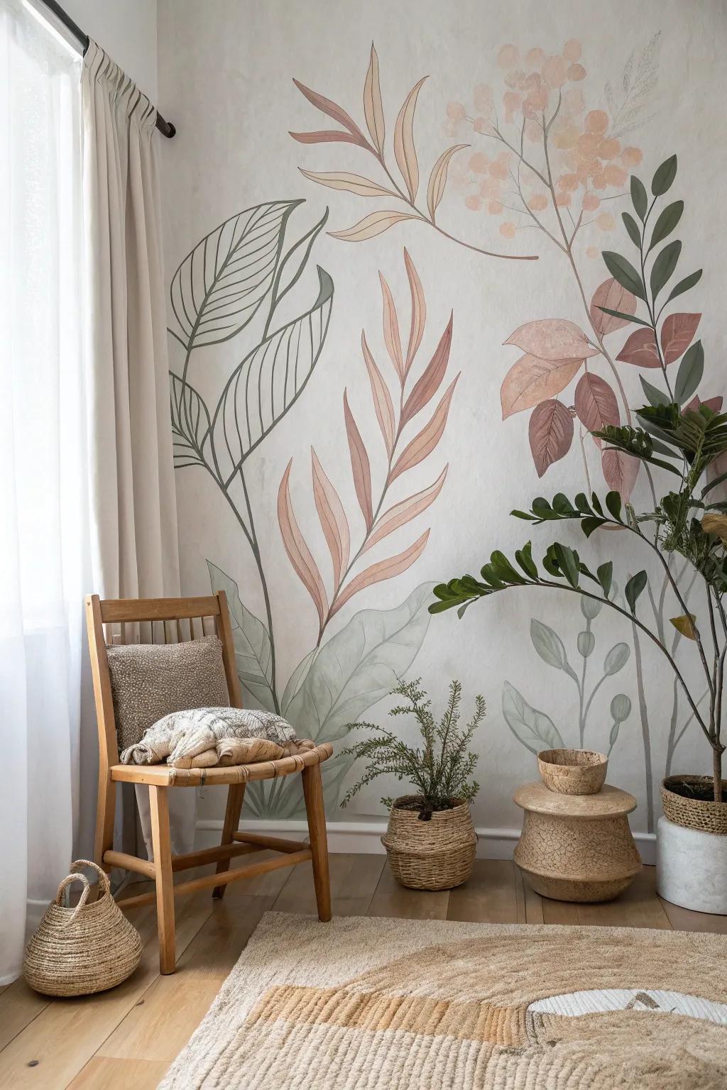 Transform your space with a stunning DIY mural that blends minimalist elegance with boho charm.