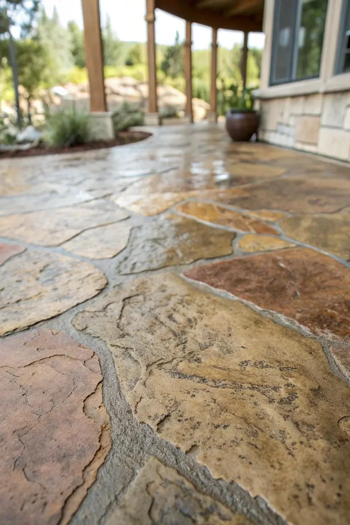 Transform your space with the timeless elegance of a natural stone look using expert concrete staining techniques.