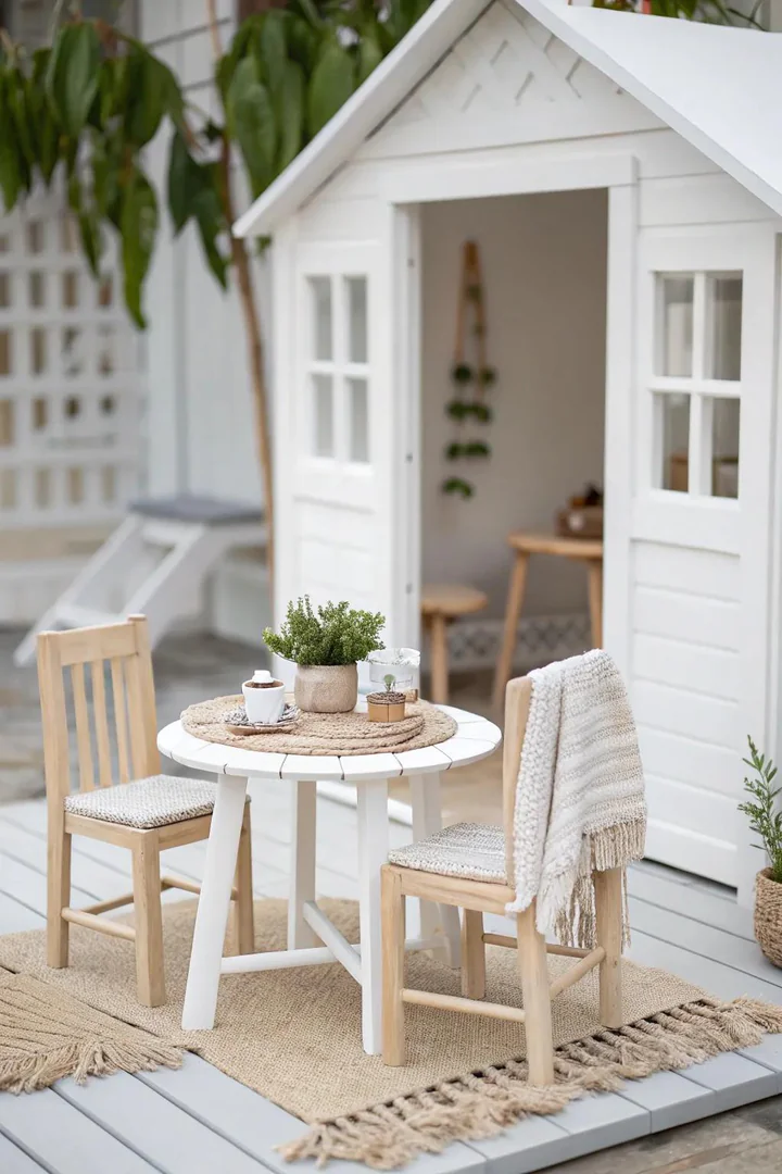 Create a charming playhouse café with a miniature bistro setup, perfect for little imaginations!