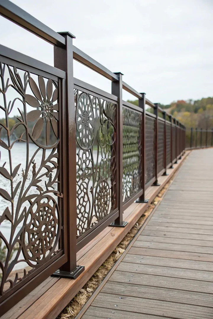 Artistic panels add a touch of creativity to privacy.