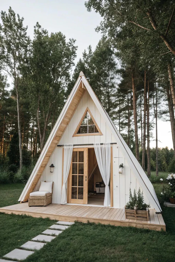 Discover the charm of an A-frame adventure in your backyard – where minimalist design meets boho elegance!