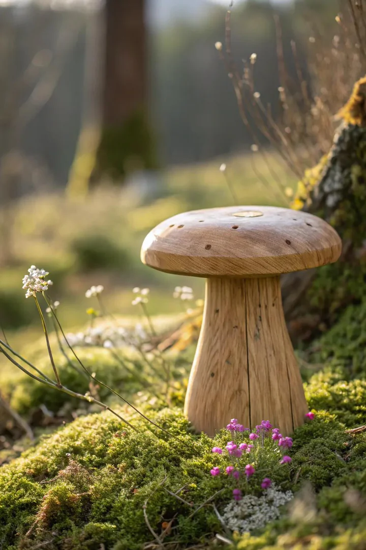 Enchant your space with a touch of whimsy: Discover the charm of handcrafted mushroom stools.