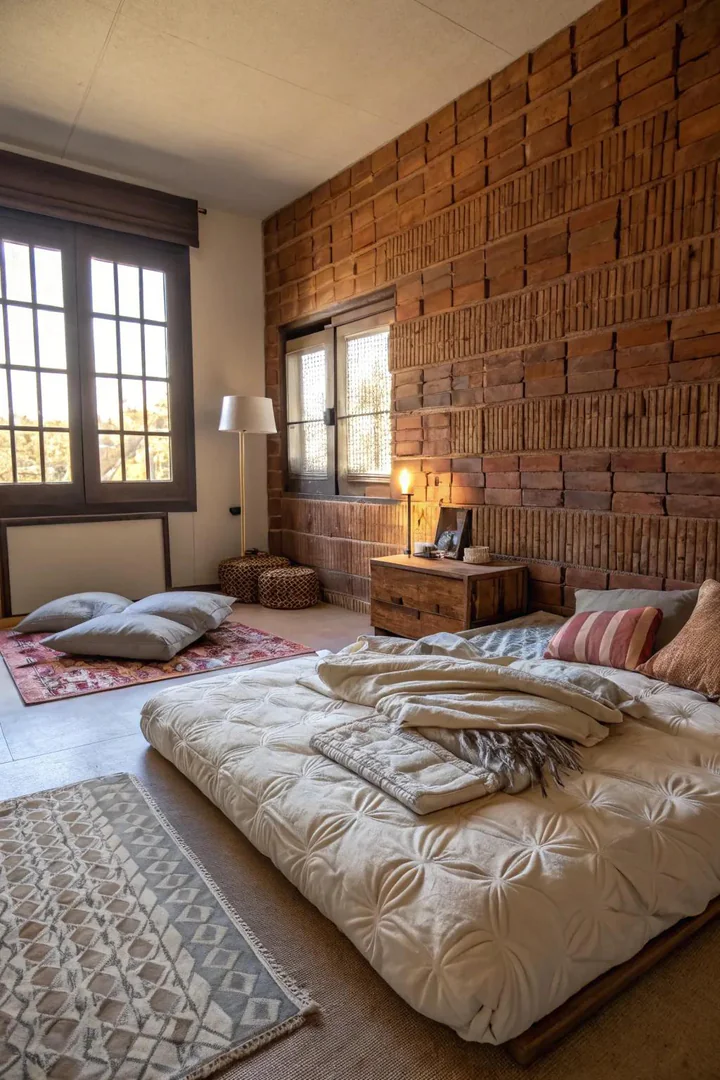 Add depth with bold textures like brick or wood paneling.