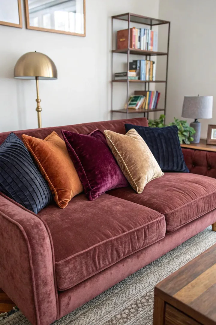 Velvet fabrics add a luxurious feel to your decor.