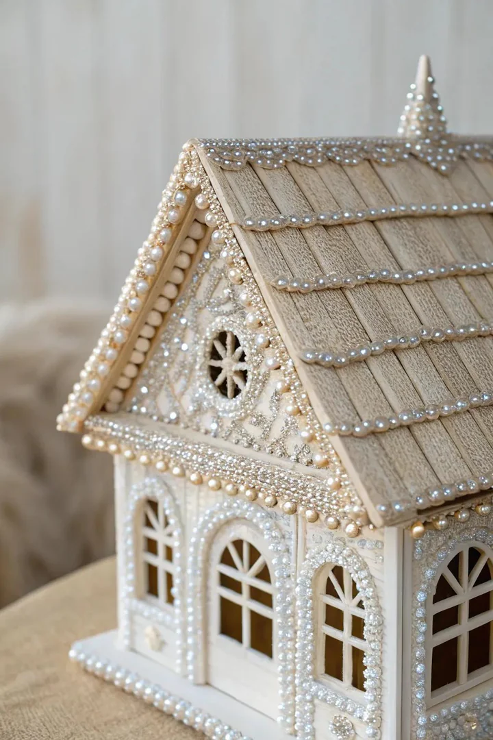 Add a touch of sparkle to your dollhouse with a beaded roof finish that glistens in the light.
