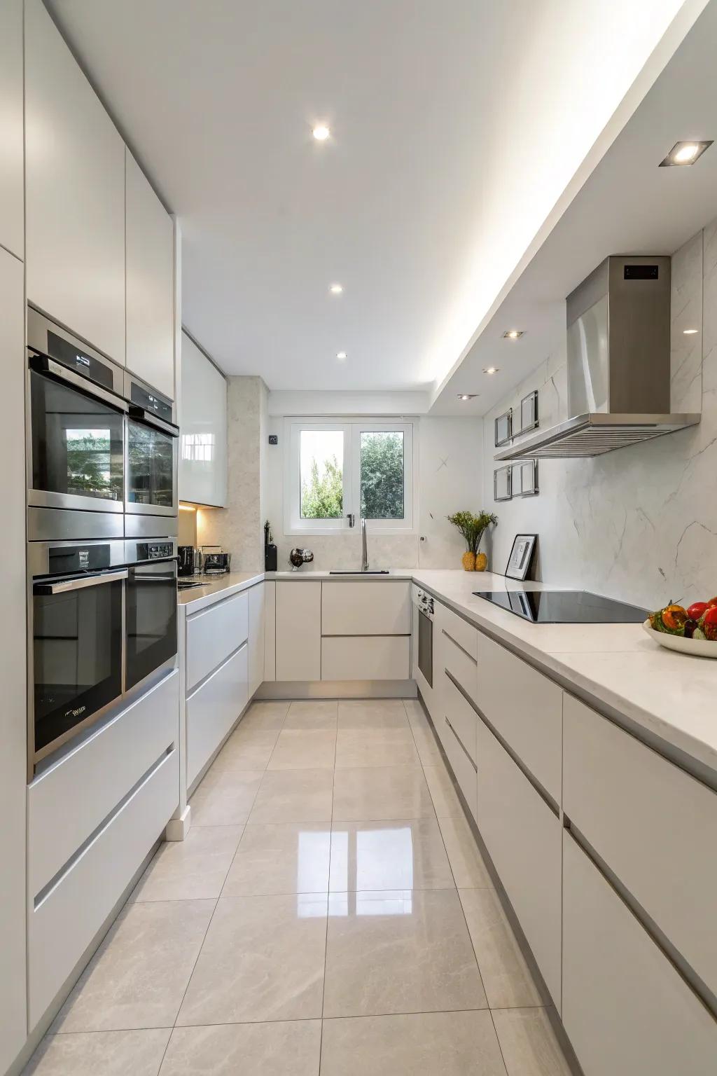 Minimalist elegance with handleless drawers.