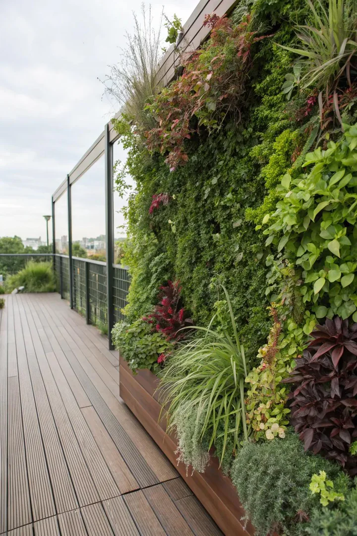 A living wall offers vibrant privacy with a natural touch.