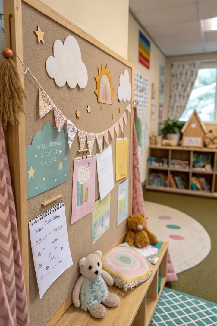A cozy and comforting board that creates a nurturing daycare atmosphere.