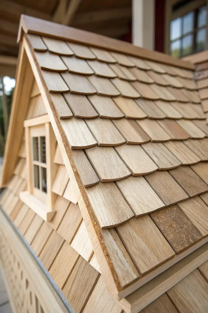 Elevate your dollhouse with the timeless charm of wood veneer shingles. Simple elegance, crafted with care.