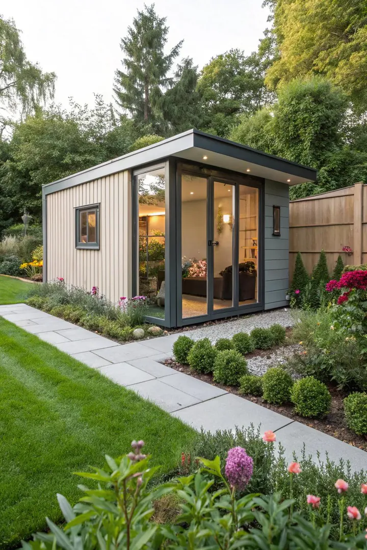 Enhance your garden's aesthetics with a chic and functional shed.