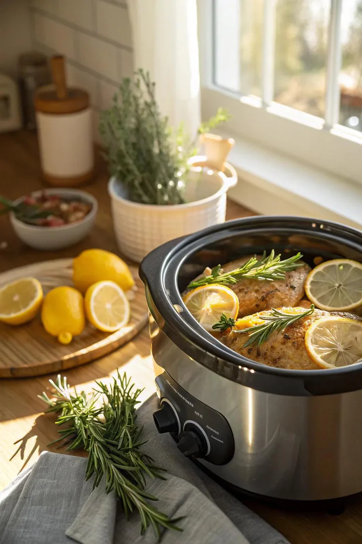 Lemon herb chicken, a refreshing and aromatic choice.