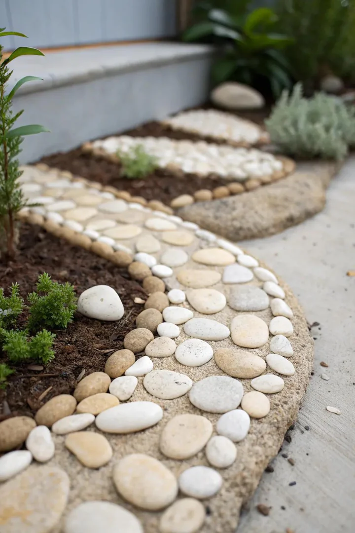 Create a magical journey with a handcrafted pebble pathway, perfect for your fairy garden!