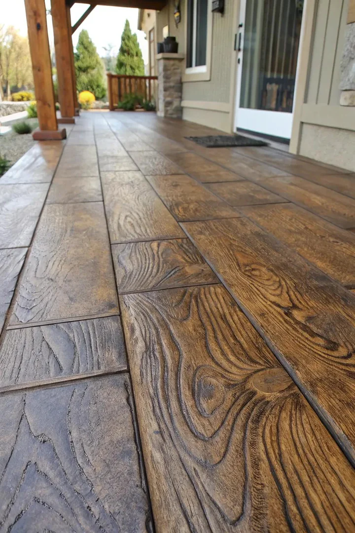 Transform your space with the timeless elegance of faux wood stained concrete.