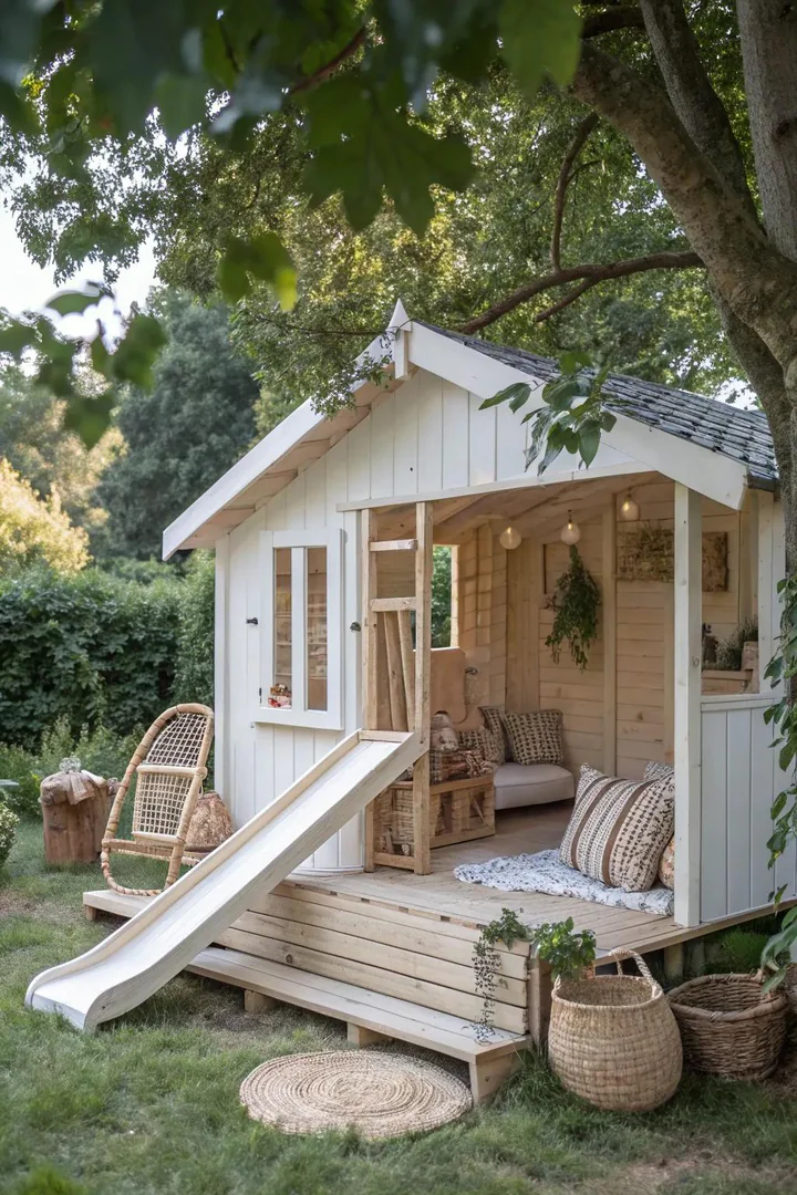 Discover endless adventures with this charming Scandinavian-inspired playhouse, where simplicity meets playful elegance.