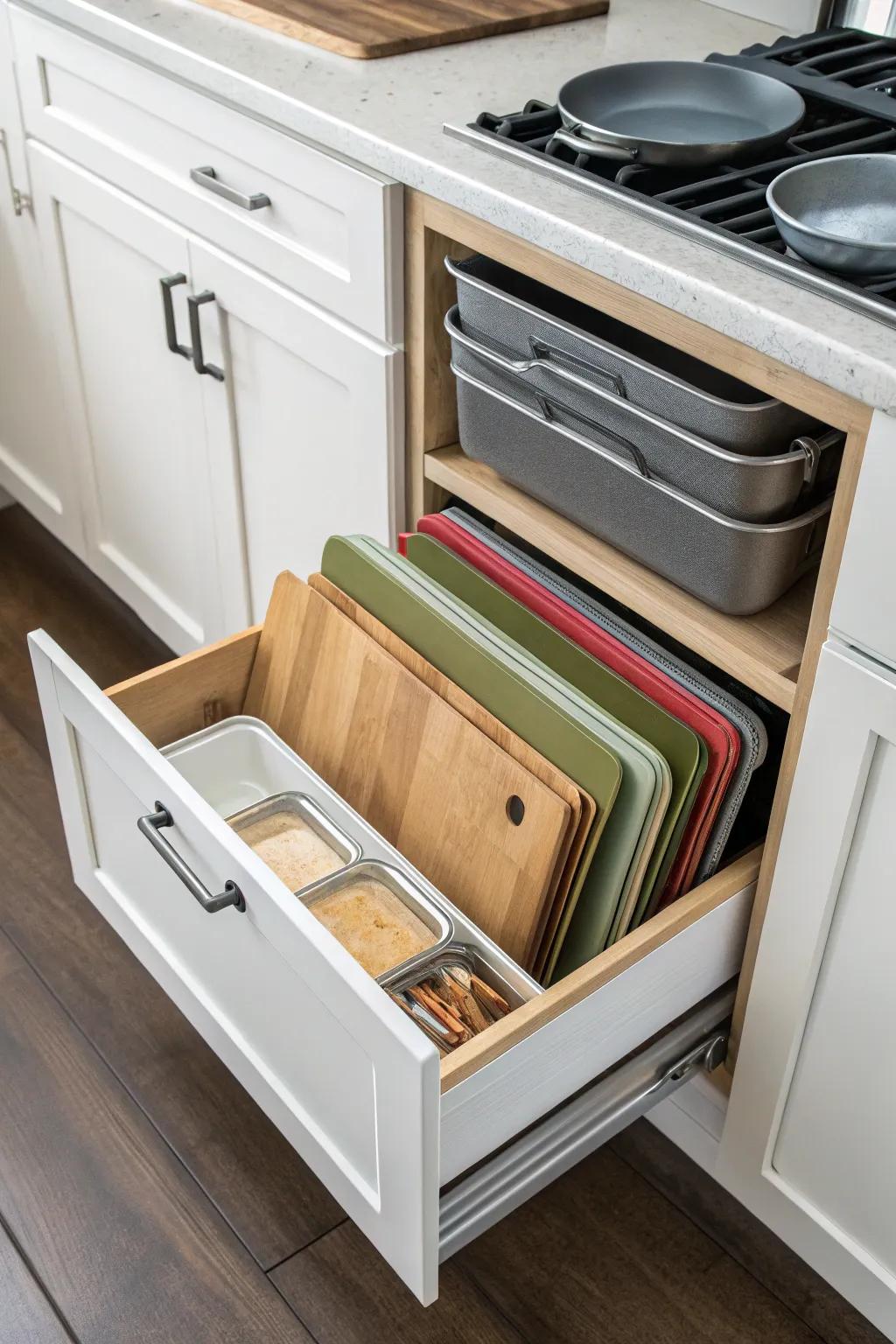 Vertical drawers: sleek and space-saving.