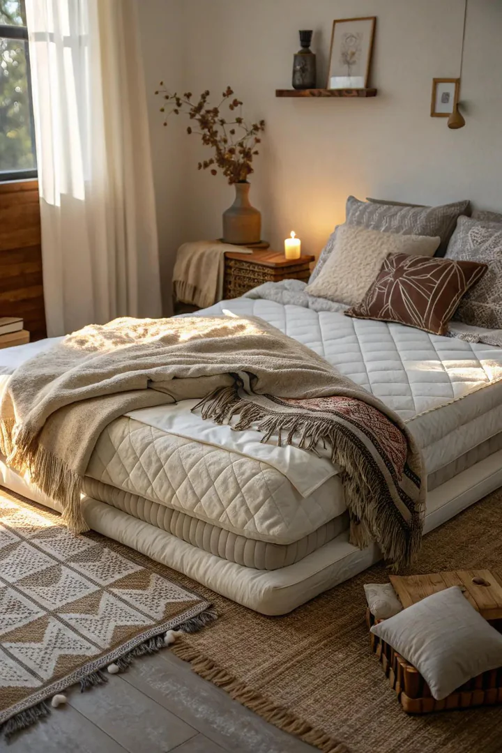 Transform your mattress with layered bedding and throws.
