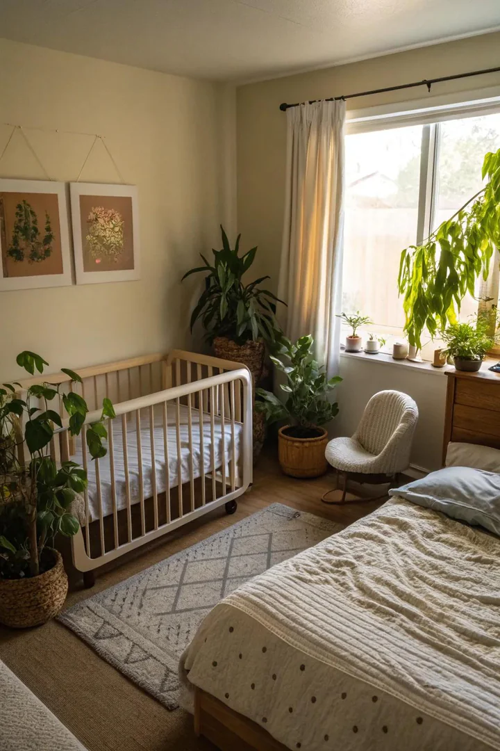 Plants bring freshness and vitality to the nursery nook.