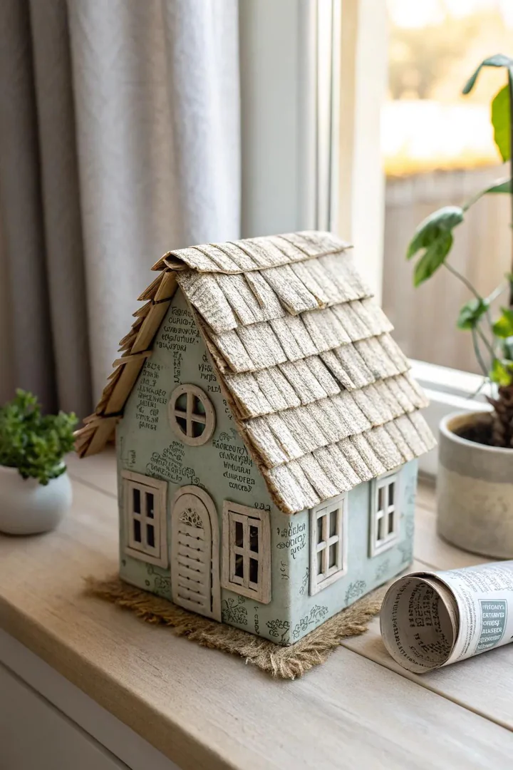Whimsy meets eco-friendly in this charming newspaper thatched dollhouse roof. Discover the art of simplicity and craftsmanship.