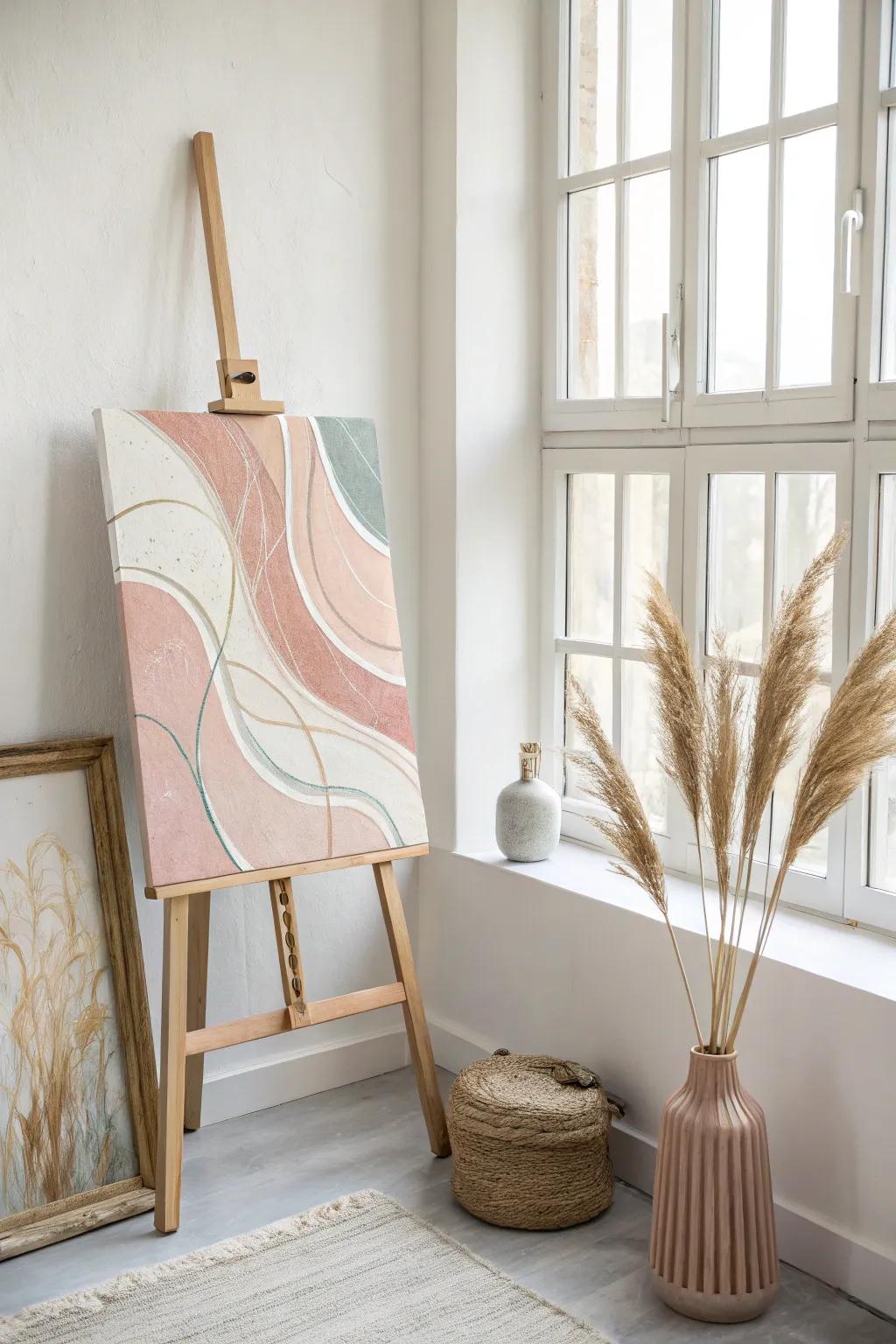 Transform your space with DIY abstract wall art that exudes minimalist elegance and a touch of boho charm.