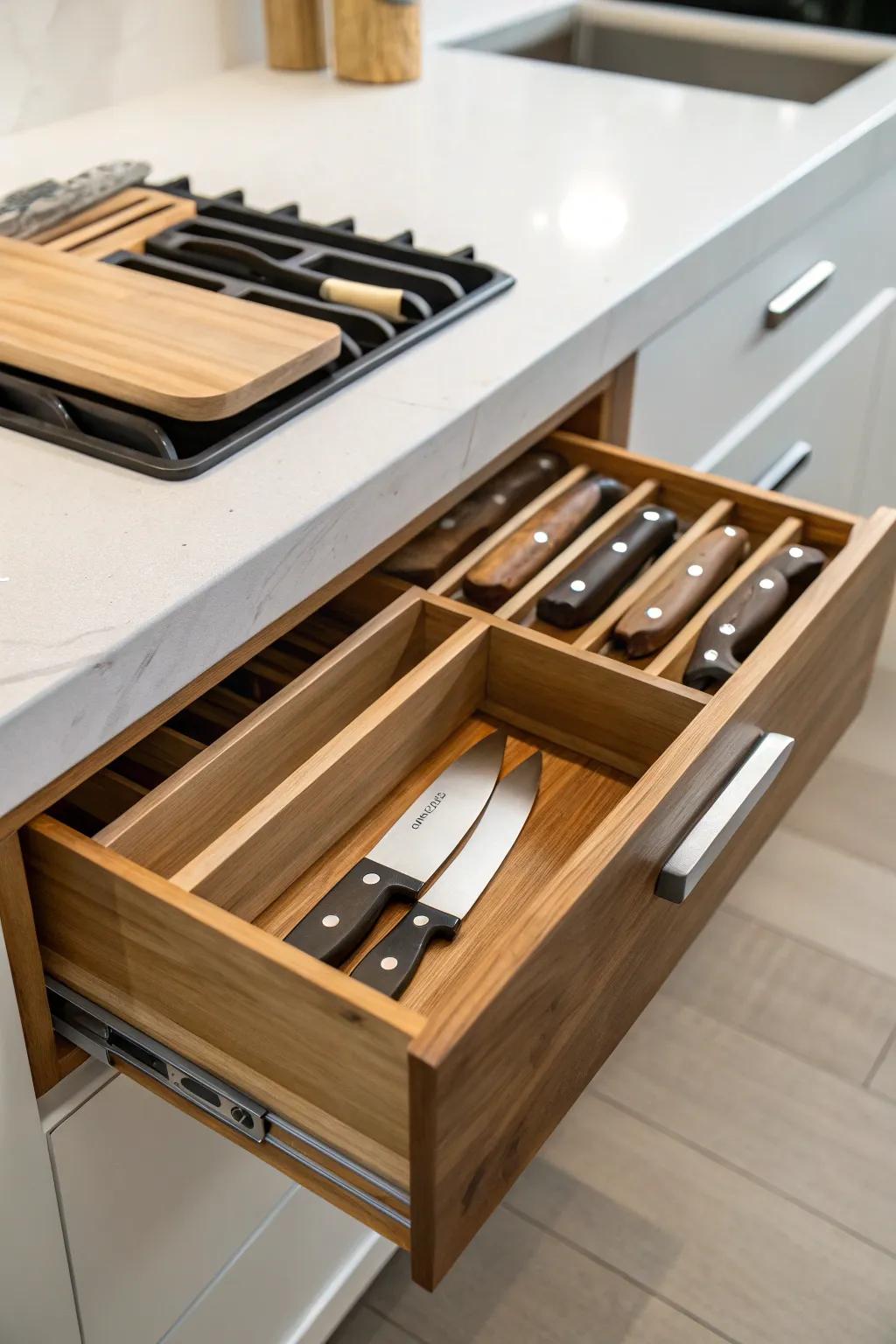 A chef's secret weapon: the integrated knife block.