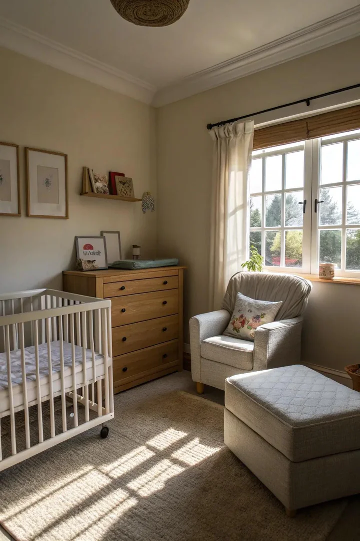 A smart corner layout maximizes the nursery space.