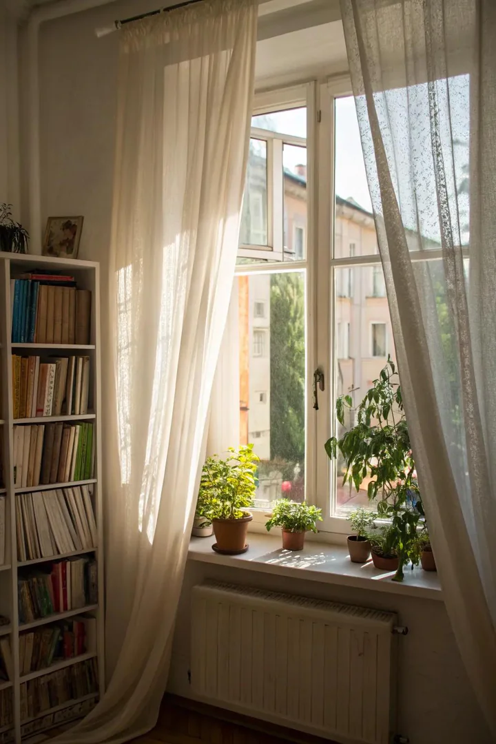 Light curtains create an elegant and airy feel.