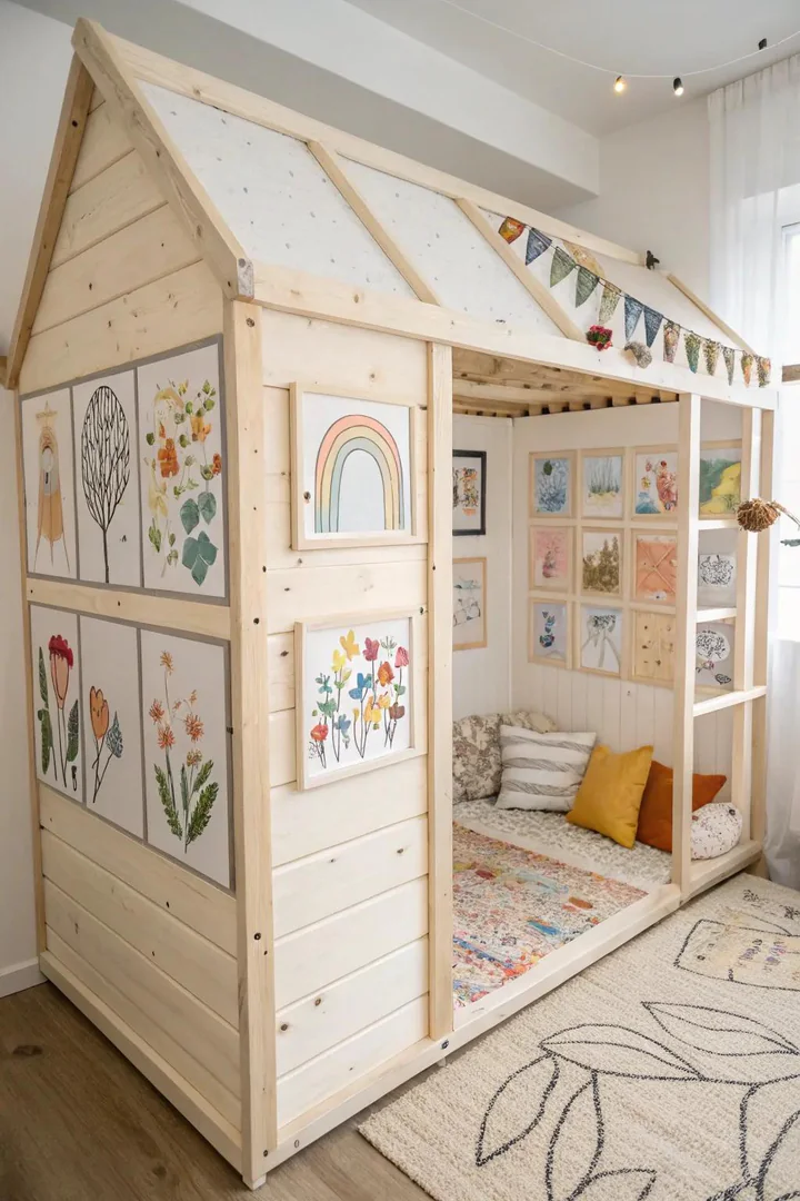 Unleash creativity: A minimalist playhouse becomes a canvas for little artists.