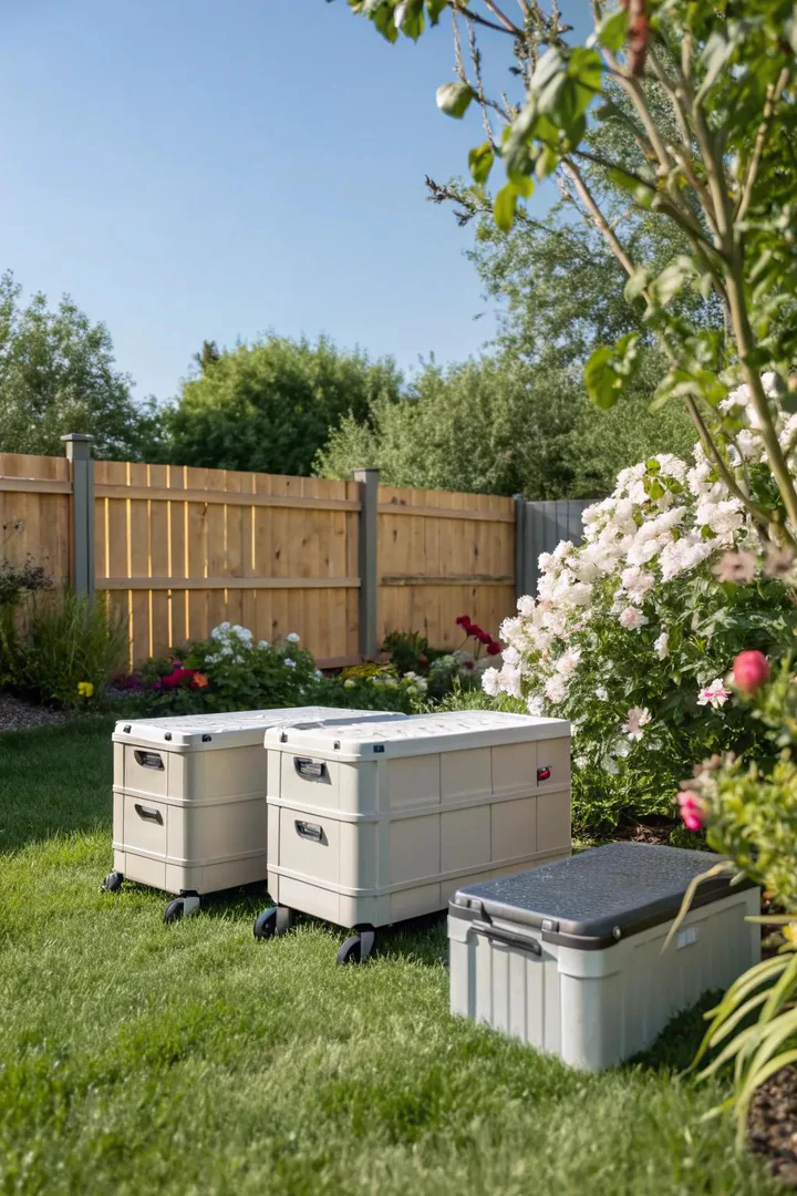 Enjoy mobility and convenience with portable deck boxes.