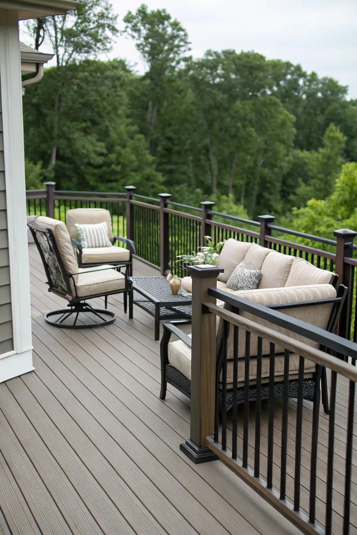 Seamless integration of railing with outdoor decor.
