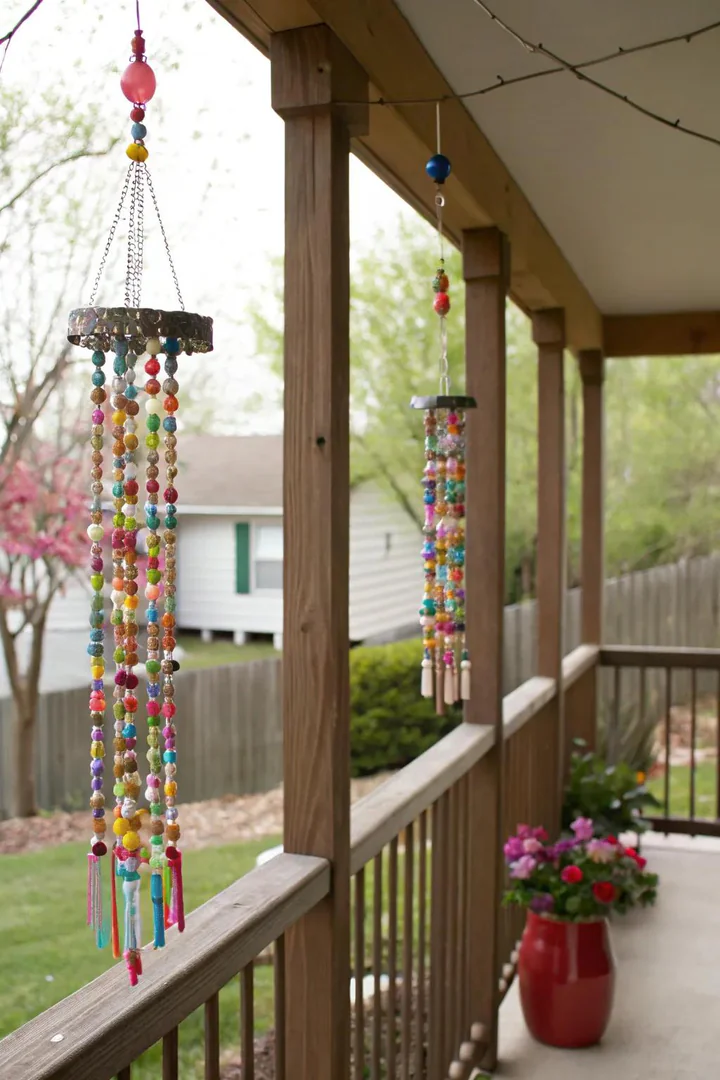 DIY wind chimes adding melody to outdoor spaces.