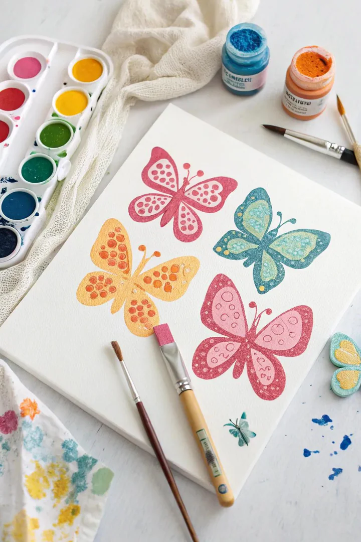 Sponge-printed butterflies for a textured touch.